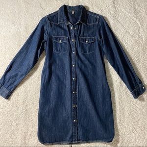 MUJI Women Denim Long Jacket, Size S, Navy